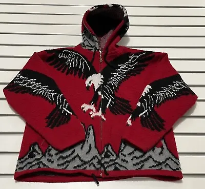Vtg Yarina Wool Sweater Jacket Size Women’s S Zip Up Hooded Made Ecuador Eagle • $25.49