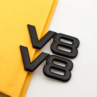 $9.99 • Buy 2x Matte Black V8 Metal 3D Logo Fender Trunk V-8 Engine Badge Racing SUV Emblem