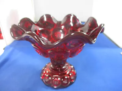VTG Deep Ruby Red L.E. Smith Moon & Stars Pedestal  Compote Candy Dish 5.25” • $22.95