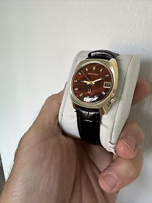 Vintage 218 Tuning Fork Accutron. Gold Plated Case And Red Marble Dial. Serviced • $299