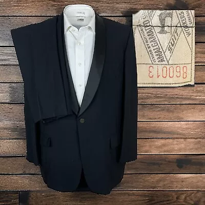 After Six Rudofker Vintage 1960s 2 Piece Tuxedo Suit Mens 46R 42x30 Shawl Dinner • $211.10