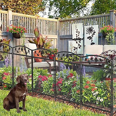 5 Pack Mesh Fence Panels Garden Lawn Edging Metal Side Outdoor Patio Gate Black • £95.98