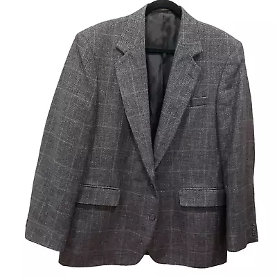 44R Haggar By Imperial Men Wool Tweed Blazer Sport Coat Jacket Black Gray Maroon • $57.66