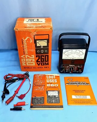 Excellent Simpson 260 Series 6 VOM Volt Ohm Meter Analog Multimeter Box Papers • $199.99