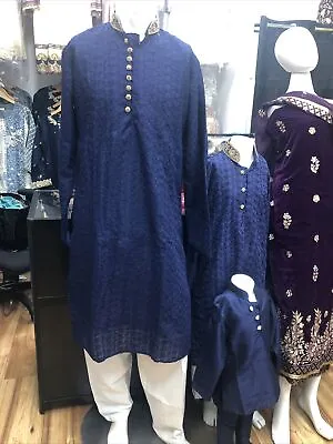 Mens Indian Blue Chicken Embroidery Suits • £35.99