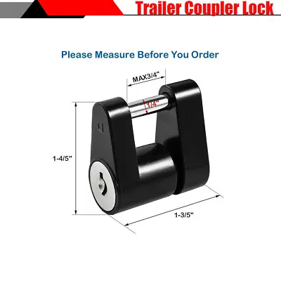 Anti-theft 1/4  Trailer Hitch Coupler Lock With 2Pcs Key Rust Resistance Black • $15.30