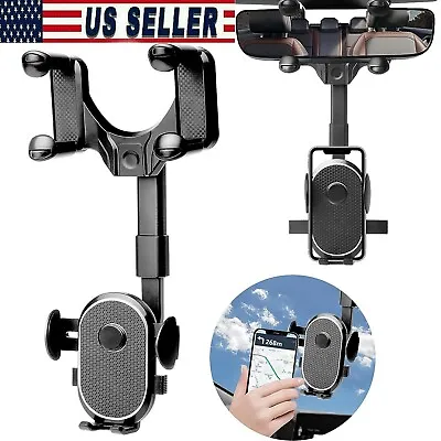 Universal 360 Rotation Car Rear View Mirror Mount Stand GPS Cell Phone Holder US • $11.99