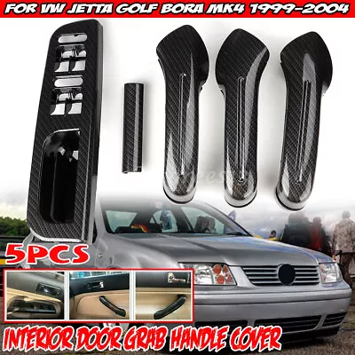 Interior Door Grab Handle Cover Switch Bezel Carbon Fiber For VW Jetta Golf MK4 • $36