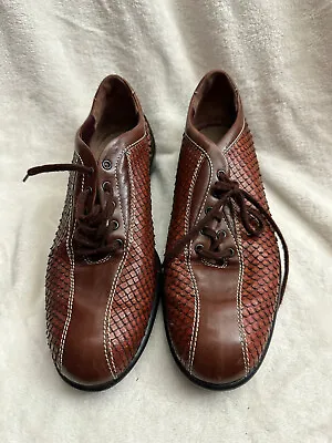 TODS Brown Textured Snake Skin Trainers Lace Up Shoes UK 5 • £48.45