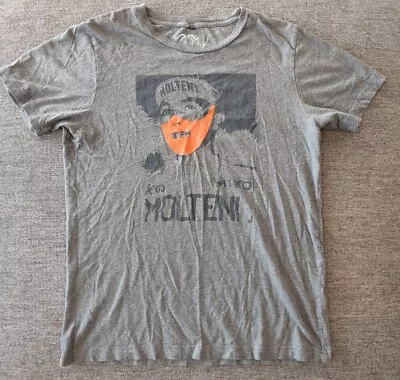 MOLTENI T-SHIRT By Handlebar Mustache Size Medium Gray Orange Mask Printed In CO • $4.87