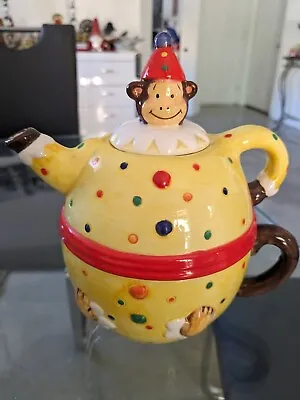 Peggy Jo Ackley Monkey Clown Teapot W/lid & Cup Cert. Int. Corp. • $24.99