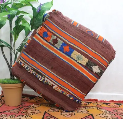 Vintage Handmade Moroccan Pouf Berber Yoga Cushion Ottoman Footstool • $150