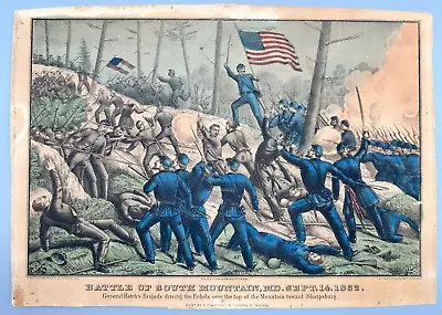 Original Antique Civil War Lithograph Battle Of South Mountain MD Sept 14 1862! • $69.99