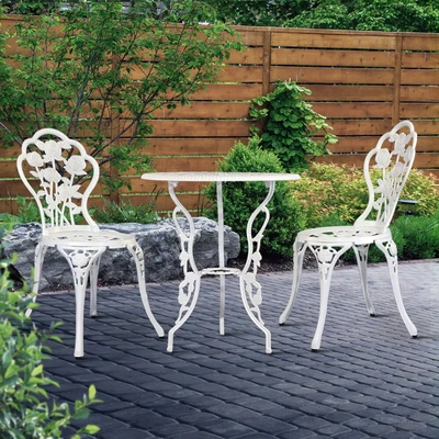 $172.89 • Buy Gardeon Outdoor Setting 3 Piece Bistro Set Cast Aluminium Chairs Table Patio Wht