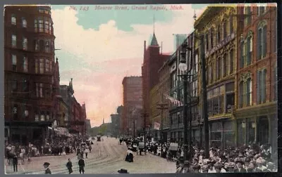 Antique 1910 View On Monroe Street Grand Rapids Michigan Postcard • $0.99