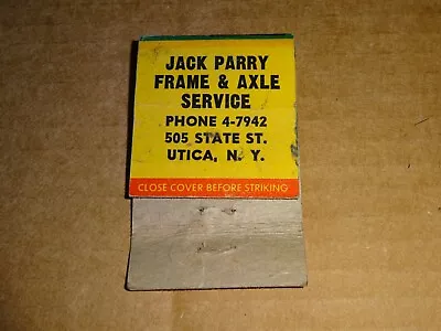 Vintage Jack Parry Frame & Axle Service Utica NY Matchbook Cover Pinup • $3.50