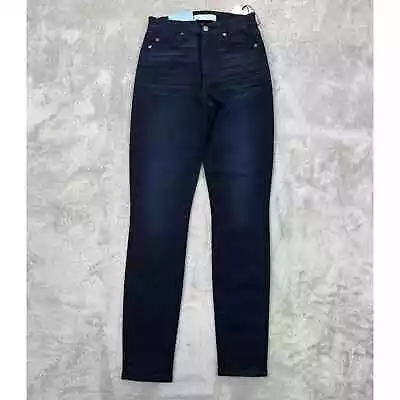 7 For All Mankind Jeans Womens 24 Blue Skinny Ankle High Waist Dark Wash Denim • $29.99