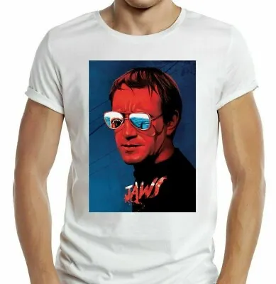 £7.99 • Buy Jaws T-shirt Movie Poster Shark Attack Island Beach Movie 70s 80s Glasses Retro