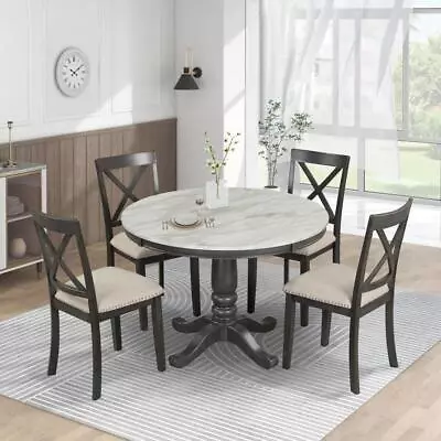 Sturdy And Durable 5 Pieces Dining Table And Chairs Set For 4 Solid Wood Table • $817.60