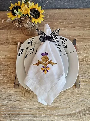 £35.99 • Buy Scotland Thistle Napkins St Andrew Day Gift Embroider Thistle Gift 