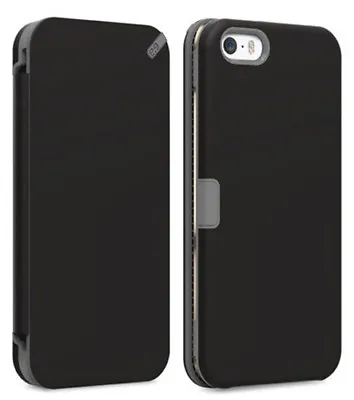 PUREGEAR BLACK FOLIO WALLET CASE COVER CARD SLOT STAND FOR IPHONE 5 5s SE (2016) • $9.95