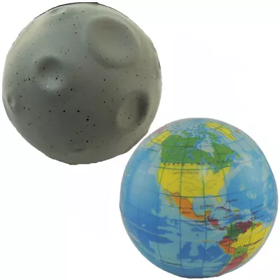 Earth Globe & Moon Squeeze Toy Stress Ball Set Of 2 • $13.99