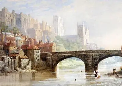 Louise Rayner Durham Cathedral From Framwellgate Bridge Wall Art Poster Print • £6.99