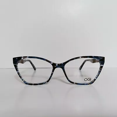 Womens OGI Teal Brown Designer Cat Eyeglasses Frames And Case 54-16-140 Japan • $99.95