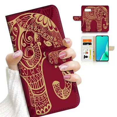 ( For Samsung S7 ) Wallet Flip Case Cover PB23435 Red India Elephant • $12.99