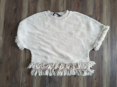 Zara Women's Sweater Fringe Short Sleeve Beige Size XS • $10