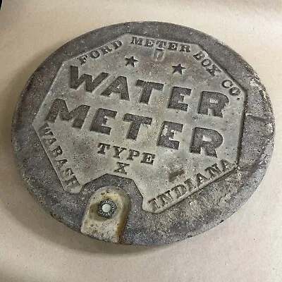 Vintage FORD Type X Wabash Indiana Cast Iron Water Meter Box Cover Lid 13  • $59.99
