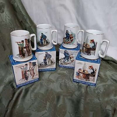 Wow!! 1985 Norman Rockwell Porcelain Tankards!! Lot Of 4~with Original Boxes  • $8.99