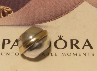 $39 • Buy Authentic Pandora Silver & 14k Gold  Two Tone Saturn Charm - 790178