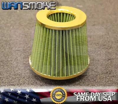 High Power 4  6 H Cold Short Ram Turbo Intake Cone Gold Air Filter Universal • $14.88