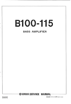 Service Manual Instructions For Yamaha B 100-115 • $10.82