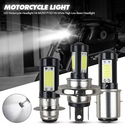 LED Motorcycle Headlight H4 BA20D P15D-H6 High Low Beam Headlight Lamp Bulbs 12V • $8.63