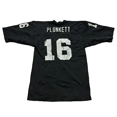 Vtg 80's Los Angeles Raiders Jim Plunkett Football Jersey Black Sand Knit L (2) • $9.99