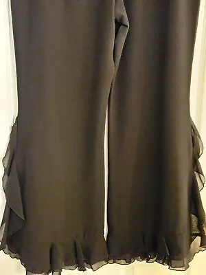 Vintage Ell Jay Collection Sheer Layered Palazzo Pants Ruffle Side Leg Slit US14 • $27.98