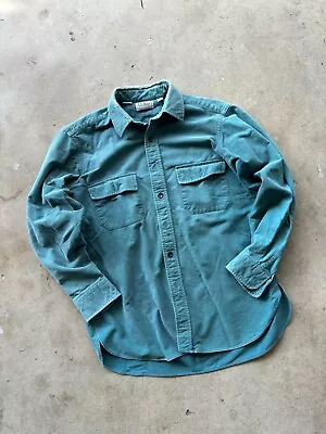 Vintage 90s L.L. Bean Blue Chamois Cloth Flannel Button-Up Shirt L FREE SHIPPING • $24.95