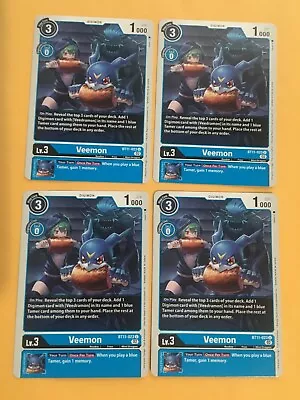 4x Veemon BT11-023 U (Playset) Digimon CCG | Dimensional Phase Near Mint • $2.75