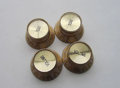 4x LP Gold/Gold Top Hat Guitar Knobs Reflector Knobs Fits Les Paul • $15.16