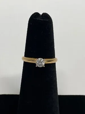 Yellow Gold 14k Solitare 0.25ct Brilliant Cut Diamond Ring Size 5 2. (tdw024229) • $259.99