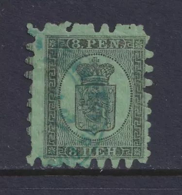 Finland Scott 7b Used 1874 8p Coat Of Arms Serpentine Roulette Type II SCV $240 • $15