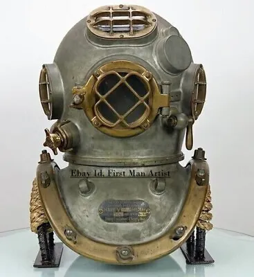 U. S. Navy Mark V Diving Helmet Solid Antique Diving Helmet With Stand • $989.88