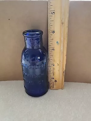 Vintage  Cobalt Blue Embossed Bromo Seltzer Bottle Emerson Drug Co 4  • $5