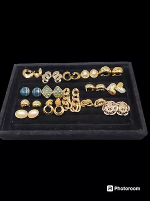 Vintage Goldtone Earring Lot Monet LC 15 Pair 11 Signed Lot #6 • $85