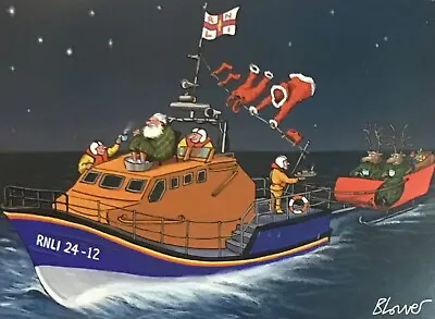 CHARITY SINGLE CHRISTMAS CARD~RNLI~SAVING SANTA~SEE DESCR~18x13CM • £2.20