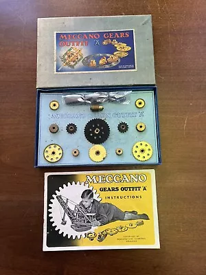 Vintage Meccano Gears Outfit A 1950 Complete In Original Box With Manual • £49.50