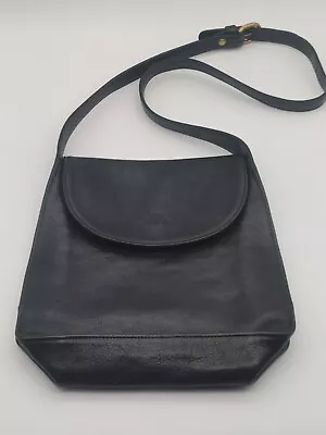 Vintage Ghurka Marley Hodgson Black Leather Bag Purse 10  Shoulder Bag Satchel • $108.98