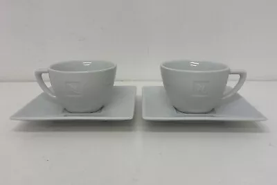 Set Of Nespresso Cappucino Cups & Square Saucers White Made In Germany B14 • £22.99